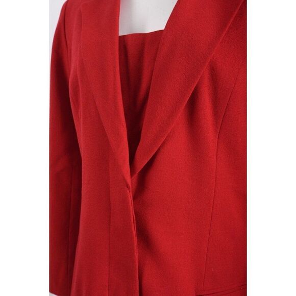 Jennifer Jane Womens Red Skirt Suit Set Blazer Jacket US 8 - Picture 5 of 14